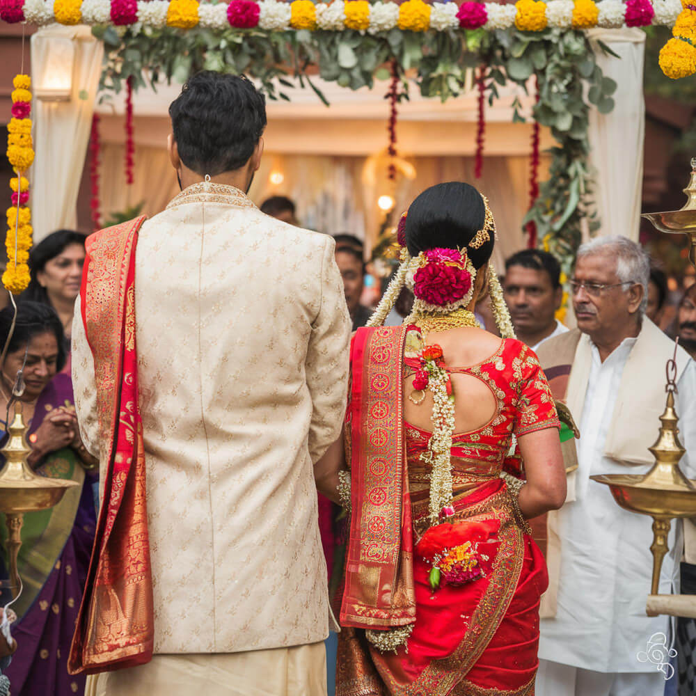 Tamil wedding couple celebrating their marriage